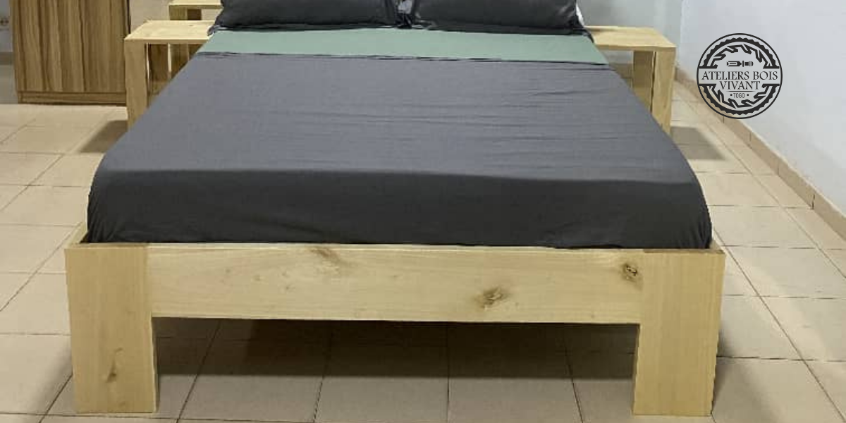 Lit Minimaliste en Mélina – Design épuré et durable – Ateliers Bois Vivant Ateliers du bois vivant