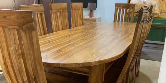 Table à Manger Ovale en Teck – Fabrication Artisanale | Ateliers du Bois Vivant Ateliers du bois vivant