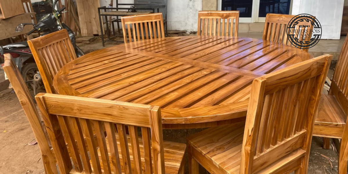 Grande Table Ronde en Teck – 8 Places | Ateliers du Bois Vivant Ateliers du bois vivant