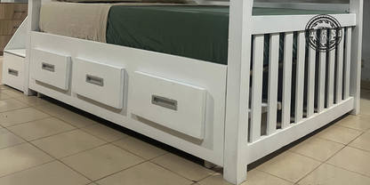 Lit Superposé Premium en Mélina – 2 Places + 1 Place avec Rangements – Ateliers Bois Vivant Ateliers du bois vivant