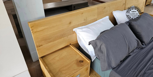 Lit Modèle Futon en Mélina – Ateliers Bois Vivant | Design Zen et Ligne Épurée Ateliers du bois vivant