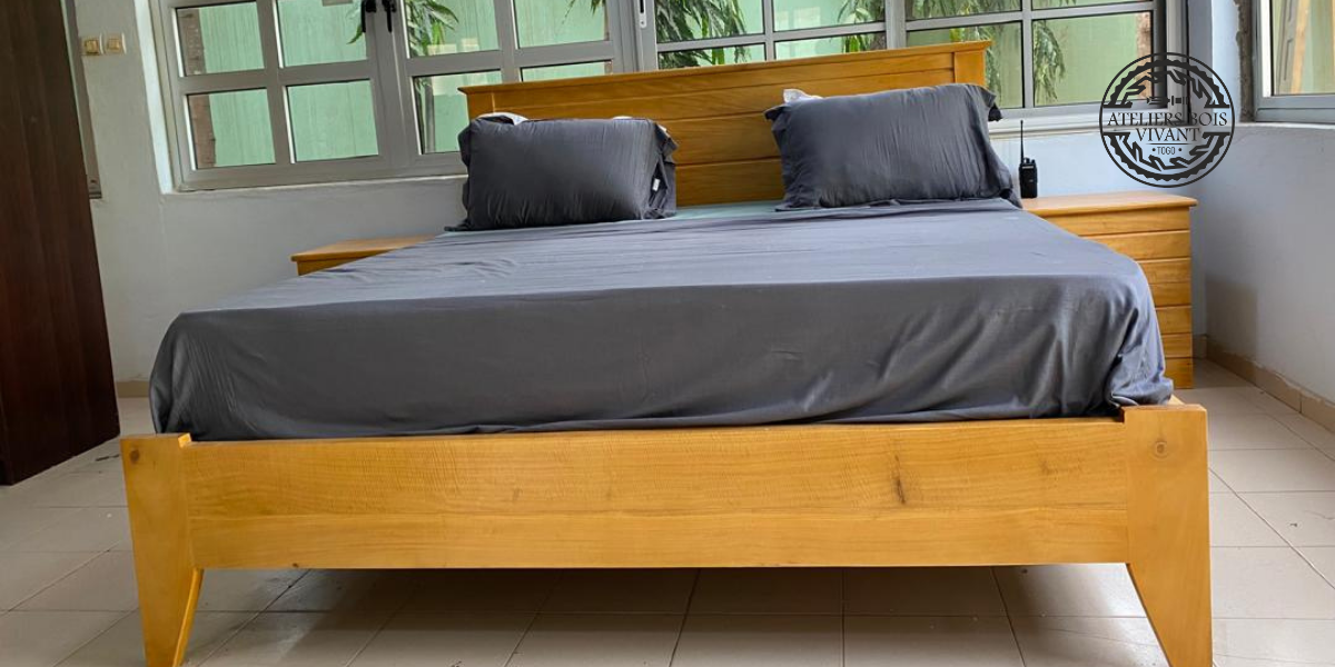 Lit en Mélina Massif Modèle Dona Beija – Élégance Naturelle & Robustesse | Ateliers Bois Vivant Ateliers du bois vivant