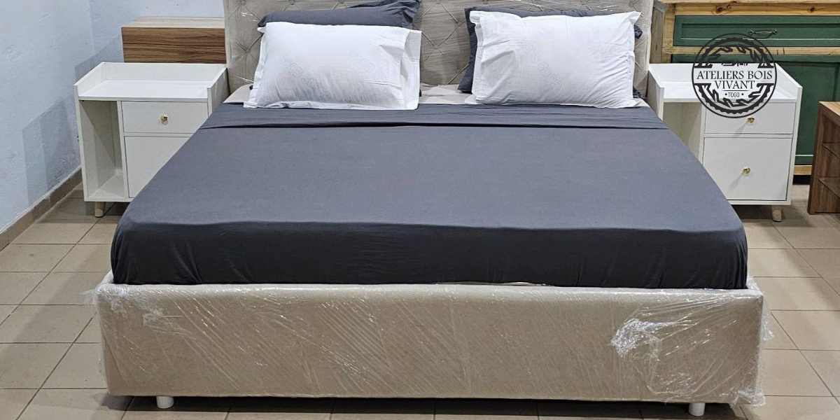 Lit capitonné modèle Bourré – Élégance et confort absolu | Ateliers Bois Vivant Ateliers du bois vivant