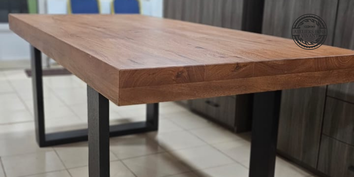 Ensemble meuble TV + table à manger en Lingué Royal – Ateliers Bois Vivant Ateliers du bois vivant