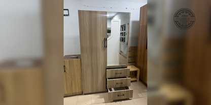 Armoire à deux battants modèle Safran – Rangement élégant et fonctionnel en mélaminé Ateliers du bois vivant