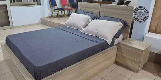 Lit en mélaminé – Modèle Hélène | Ateliers du Bois Vivant Ateliers du bois vivant